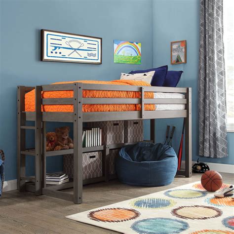 gray metal loft bed|boys bedroom with grey loft.